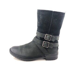 UGG Lorna Black Leather Winter Boots 6.5